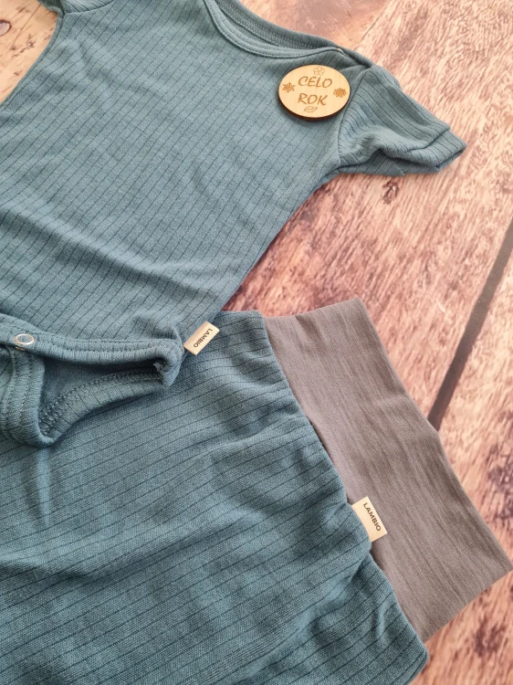 Rostoucí celoroční MERINO komplet Lambio, KR - Modrozelené žebro*