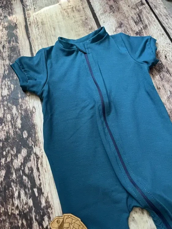 Rostoucí BAMBUSOVÝ overal Lambio, krátký - Petrol