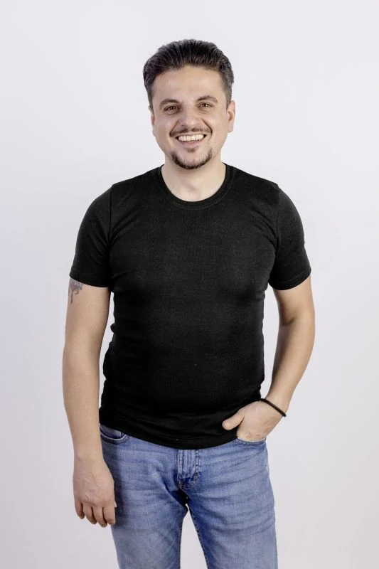 Pánské merino/hedvábí tričko Engel, KR - Černé