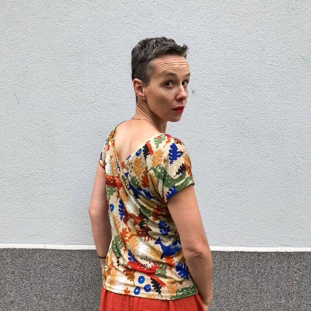 Dámské merino tričko Paterns V, krátký rukáv - Woods