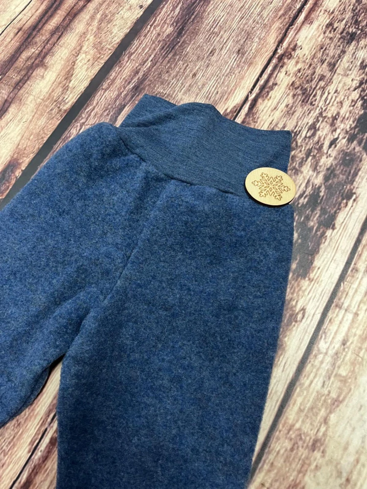 Merino fleece kalhoty Engel - Modrá melanž