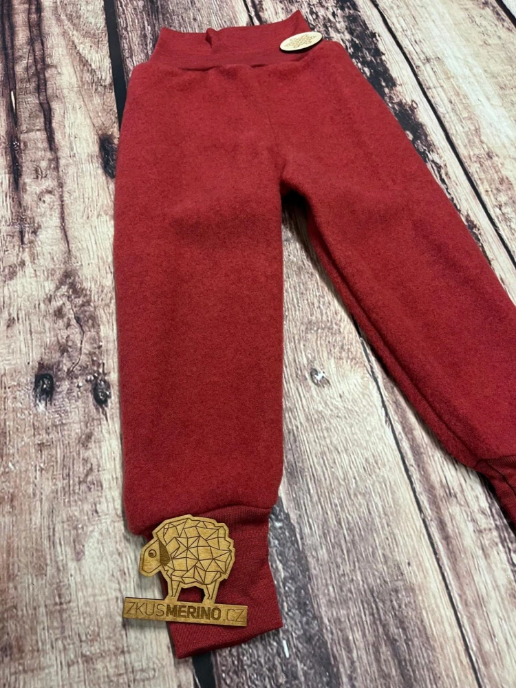 Merino fleece kalhoty Engel - Červená jaspis