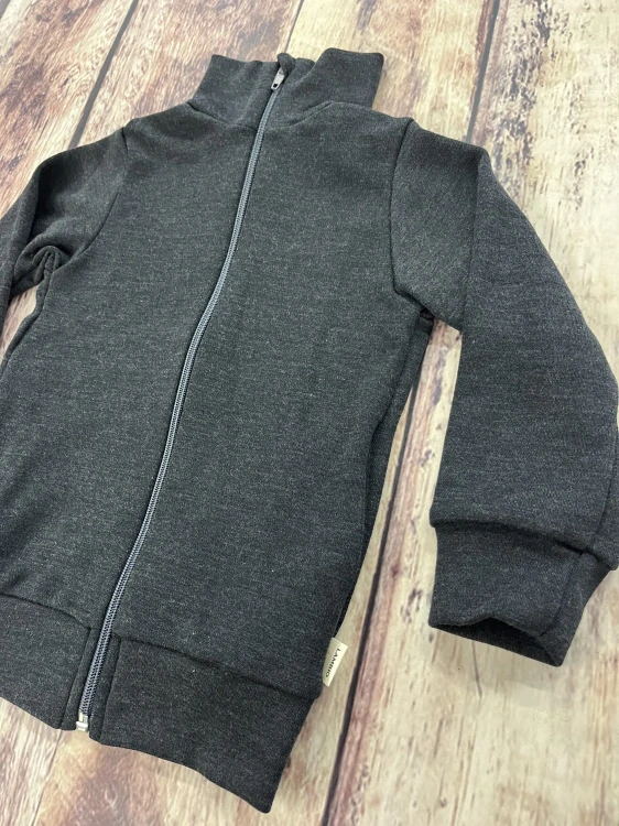 Mikina merino jaro/podzim se stojáčkem na zip Lambio - Antracit