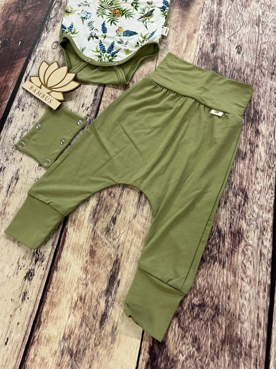 Rostoucí BAMBUSOVÝ komplet Lambio, KR - Ptáčci/mechově zelená*