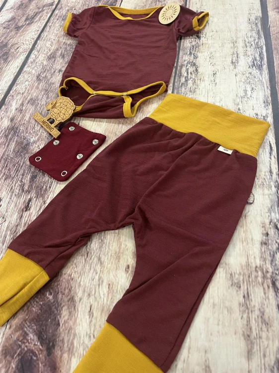 Rostoucí letní MERINO komplet Lambio, KR - Bordo/kari lem*