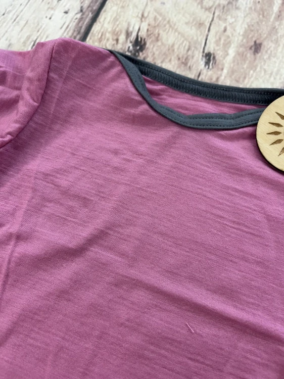 Rostoucí letní MERINO body Lambio, KR - Pivoňka/šedý lem