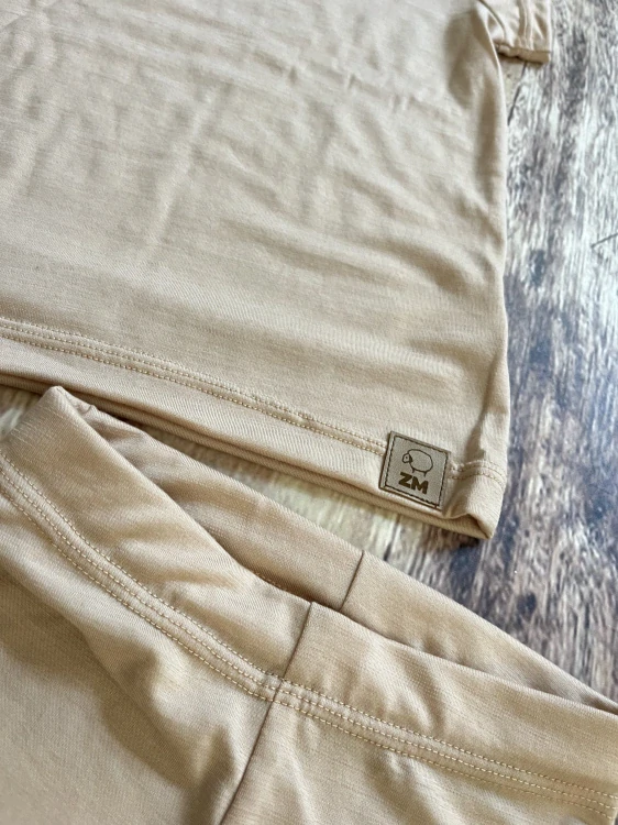 Dětský letní MERINO komplet/pyžamo ZM Basic, KR - Pískový