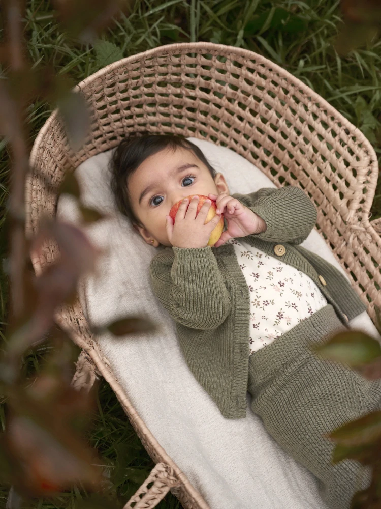 Celoroční merino/viskóza body CeLaVi, DR - Celopotisk - Marron - Kytičky na béžové