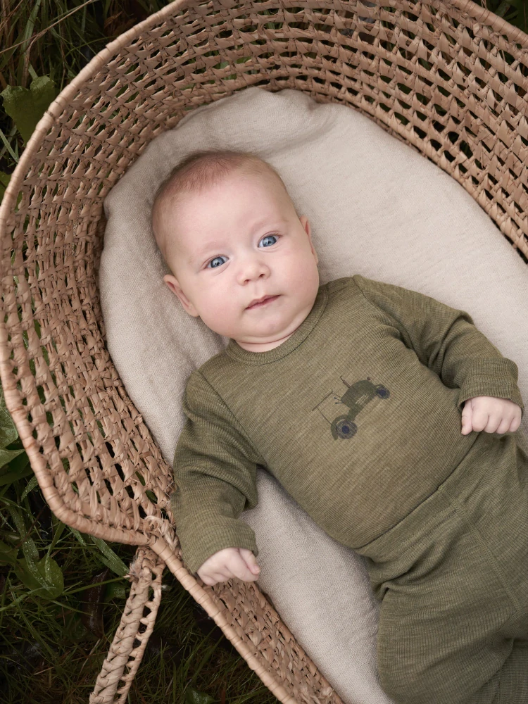 Celoroční merino body CeLaVi, DR - Žebro - Traktor - Dusky Green