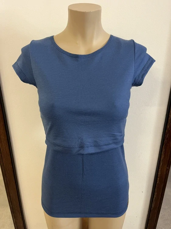 Dámské celoroční MERINO kojicí tričko ZM Basic, KR - Středně modré