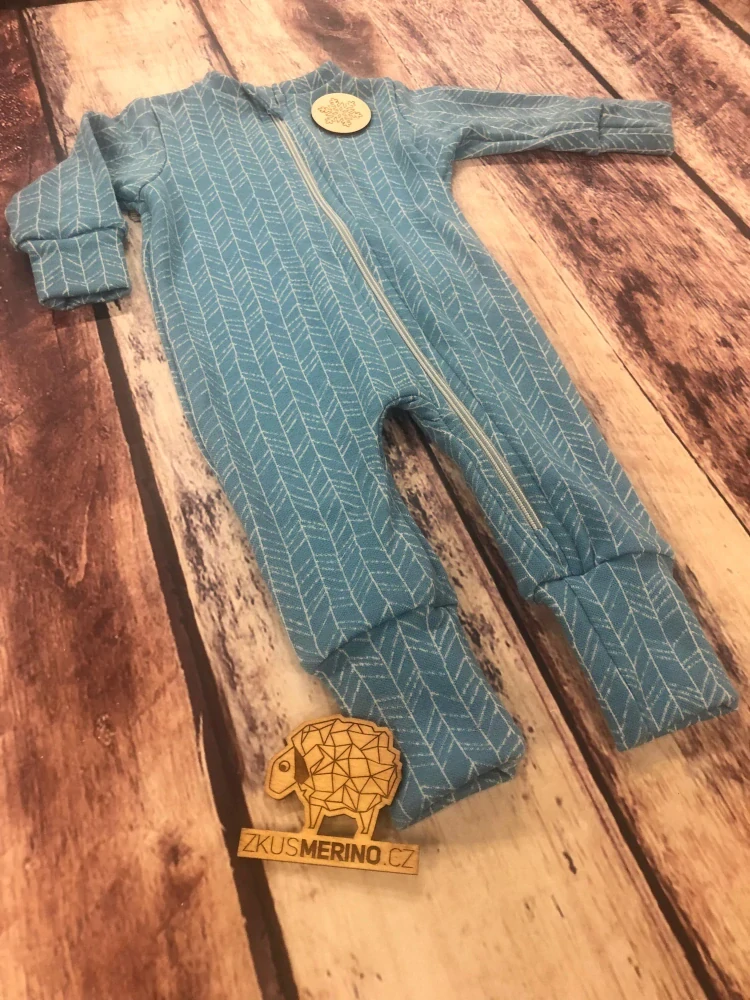 Rostoucí zimní MERINO overal Lambio, DR - Tyrkysové šipky