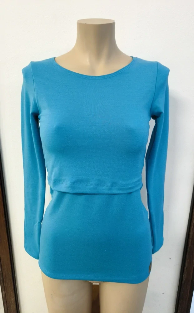 Dámské zimní MERINO/lycra kojící tričko ZM Basic, DR - Tyrkys