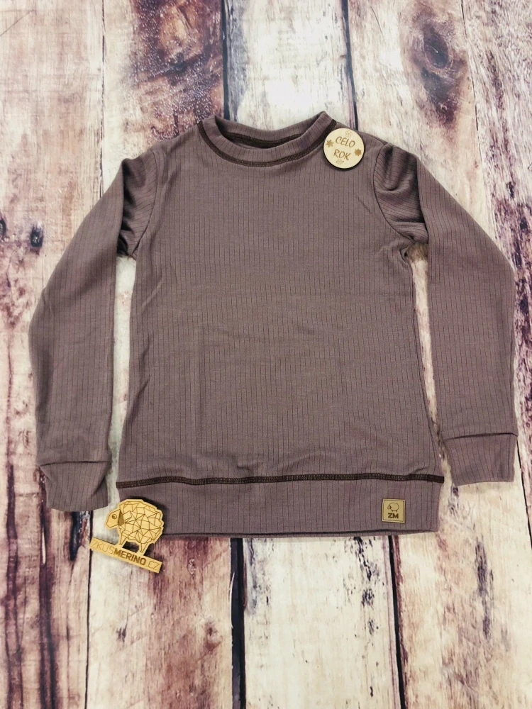 Celoroční junior MERINO tričko ZM Basic se spodním lemem, DR - Zinek žebro