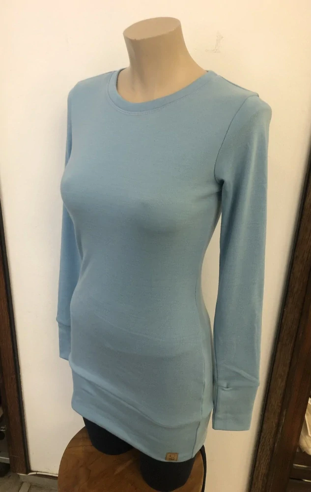Merino tunika/šaty ZM Basic s nápletem, DR -  Mentolová