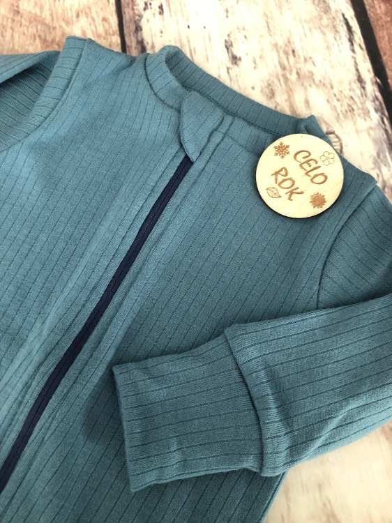 Rostoucí celoroční MERINO overal Lambio, DR - Modrozelené žebro