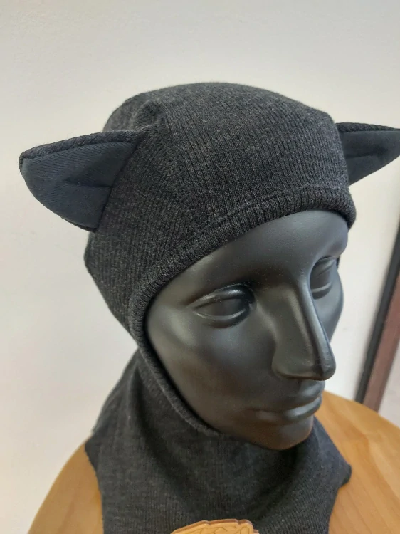 Merino kukla s oušky KITTY ManyMonths - Foggy Black