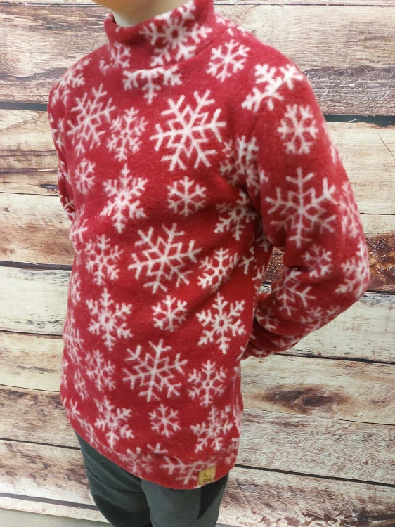 Junior Mikina merino fleece se stojáčkem ZM basic - Bordó vločka