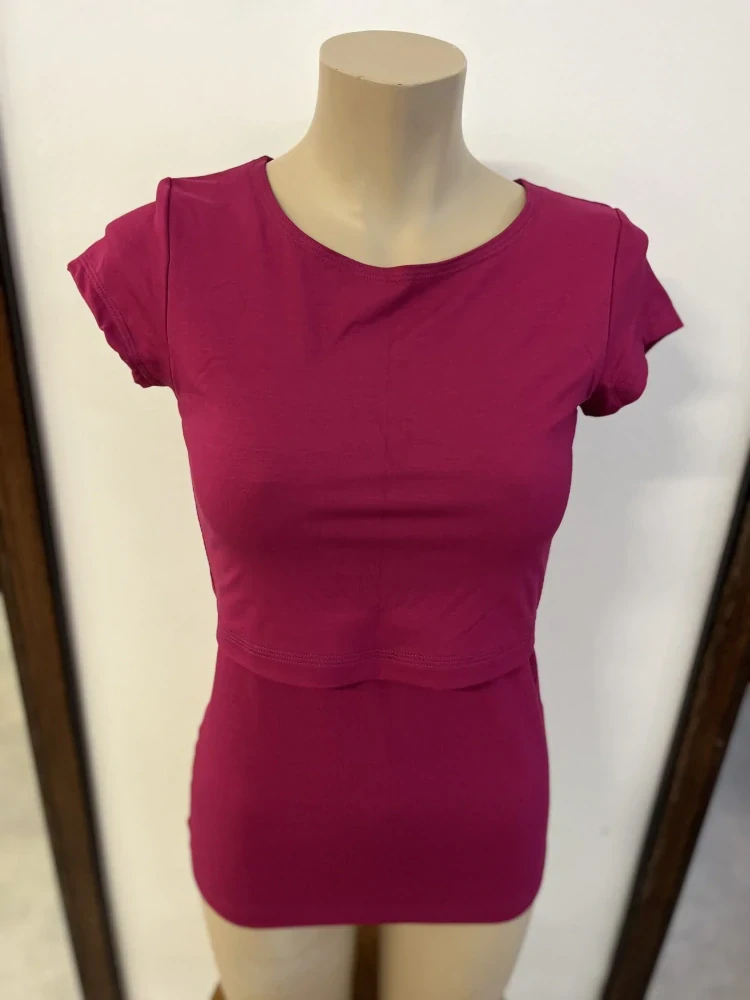 Dámské bambusové kojicí tričko ZM Basic, KR - Sangria