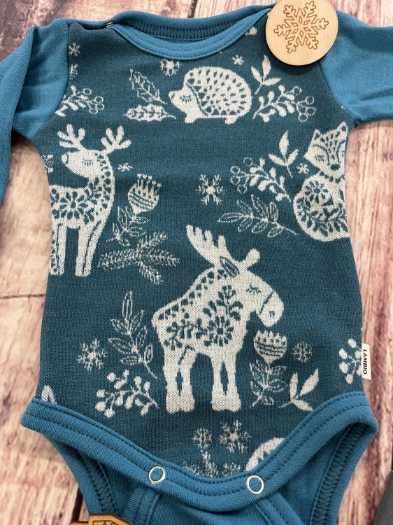 Rostoucí zimní MERINO komplet Lambio, DR - Zvířátka petrolej/petrolej