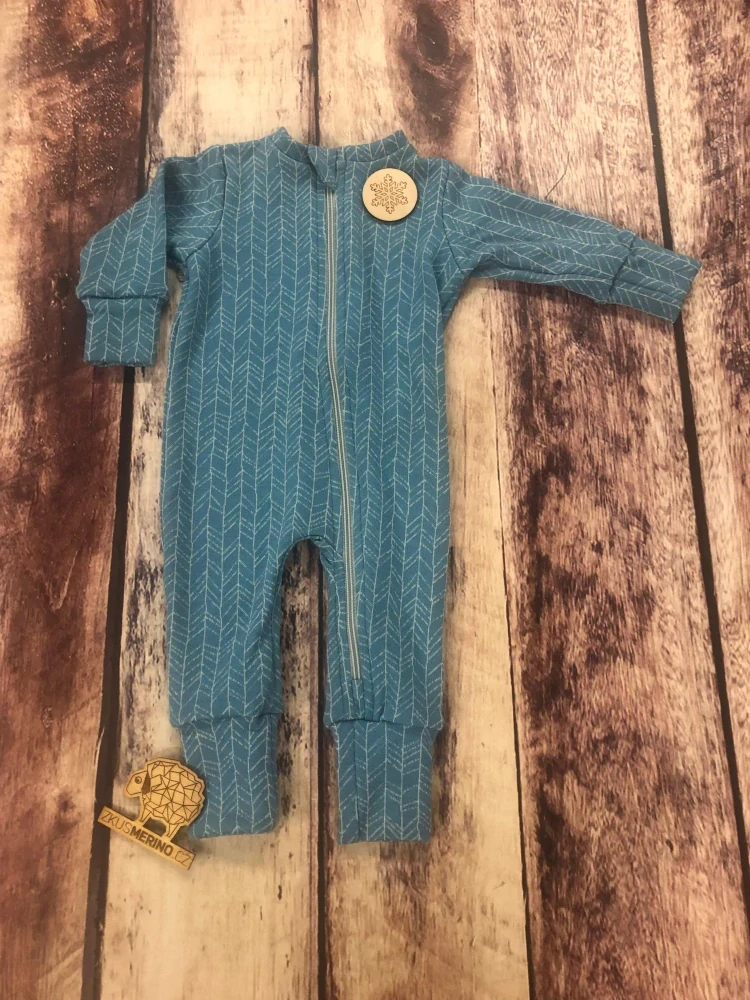 Rostoucí zimní MERINO overal Lambio, DR - Tyrkysové šipky