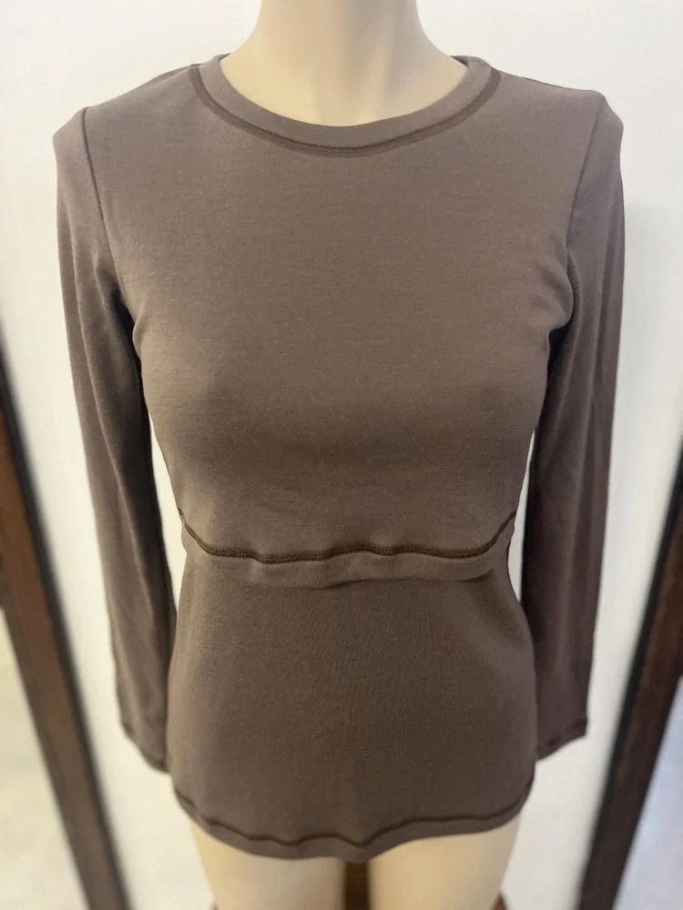 Dámské zimní MERINO kojící tričko ZM Basic, DR - Kavové