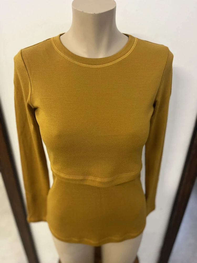 Dámské zimní MERINO kojící tričko ZM Basic, DR - Hořčice