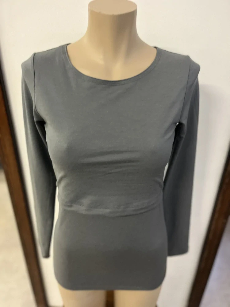 Dámské celoroční MERINO/LYCRA kojící tričko ZM Basic, DR - Středně šedé