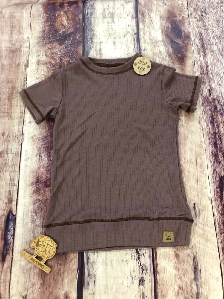 Celoroční junior MERINO tričko ZM Basic se spodním lemem, KR - Zinek žebro