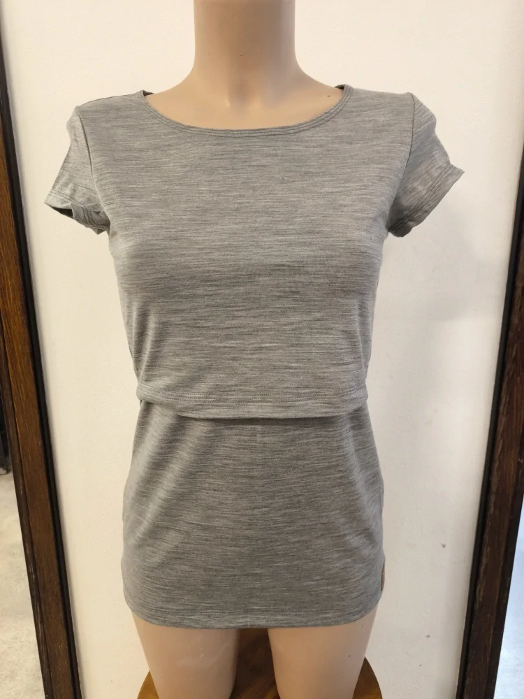 Dámské celoroční MERINO/LYCRA kojicí tričko ZM Basic, KR - Šedé melé