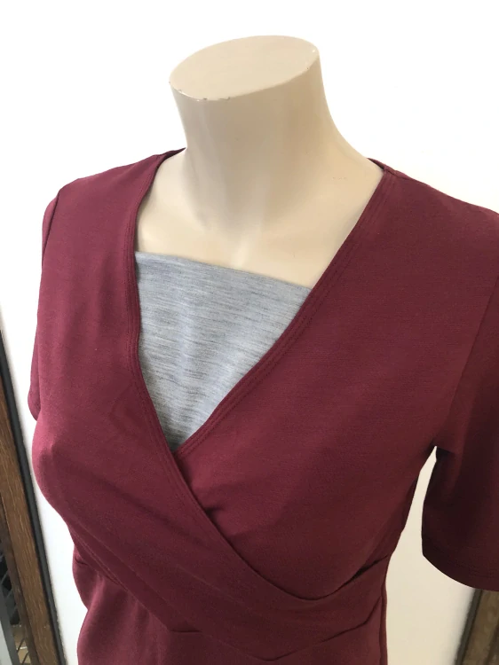 Dámské celoroční MERINO/LYCRA tričko s křížením ZM Basic, KR - Javor