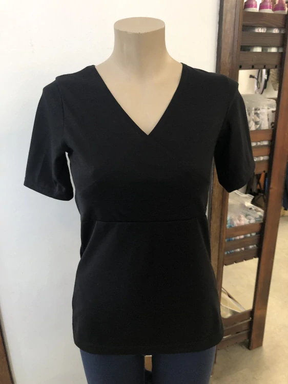 Dámské letní MERINO tričko s křížením ZM Basic, KR - Černé