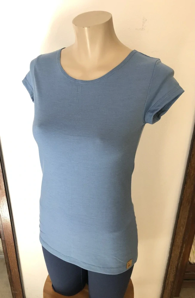 Dámské letní MERINO tričko ZM Basic, KR - Holubí modř
