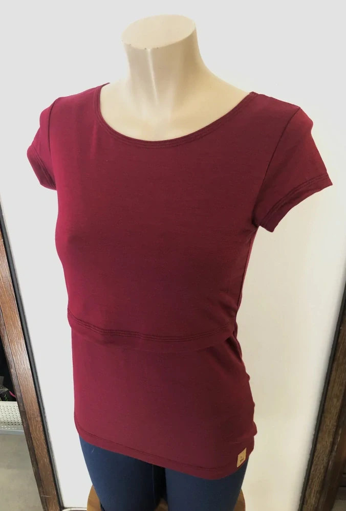 Dámské letní MERINO kojící tričko ZM Basic, KR - Javor