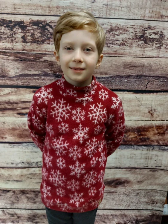 Junior Mikina merino fleece se stojáčkem ZM basic - Bordó vločka