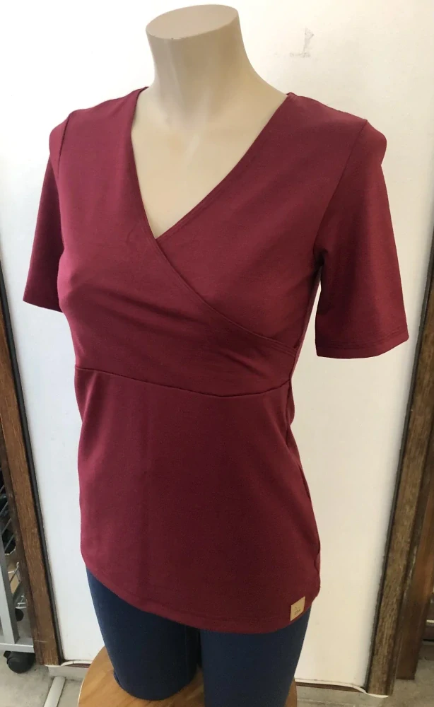 Dámské celoroční MERINO/LYCRA tričko s křížením ZM Basic, KR - Javor