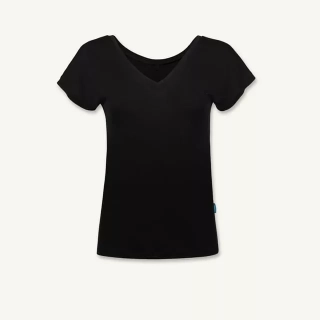 Dámské merino tričko Paterns V, krátký rukáv - Black