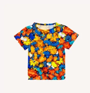 Dětské MERINO tričko Paterns, krátký rukáv - Butterfly (s kapsičkou)