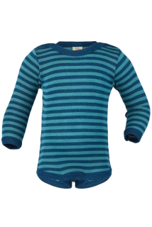 Merino/hedvábí body Engel, DR - Ledově modrá/proužek