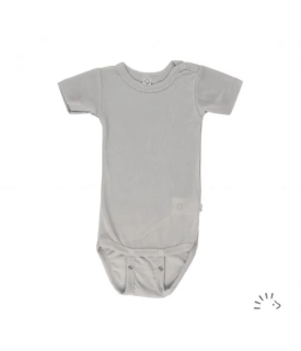 Merino/hedvábí body Iobio, kr. rukáv - Light grey