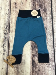 Rostoucí zimní MERINO harémky Lambio -  Petrolej/tm.modrý lem