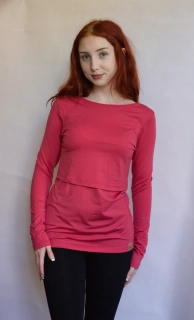 Dámské Tencel kojicí tričko ZM Basic s dlouhým rukávem - Bubble gum