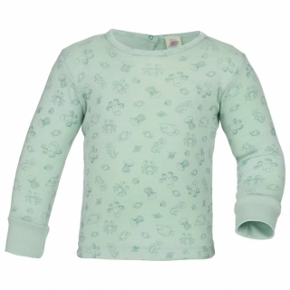 Dětské merino/hedvábí tričko Engel, DR - Mořský svět mint
