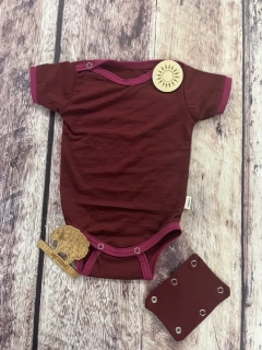 Rostoucí letní MERINO body Lambio, KR - Javor/sangria lem*