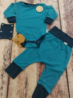 Rostoucí letní MERINO komplet Lambio, DR - Petrol/navy lem*