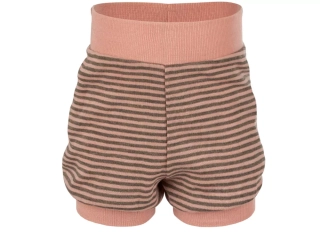 Merino/hedvábí šortky Engel - lososové s proužky