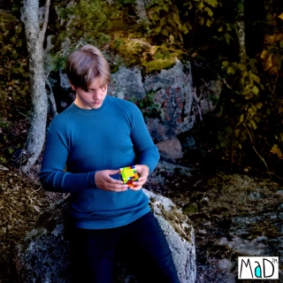 Pánské merino tričko ManyMonths, dl.rukáv - Cosmos Blue