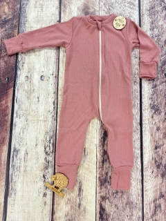 Rostoucí celoroční MERINO overal Lambio, DR - Dusty Rose žebro