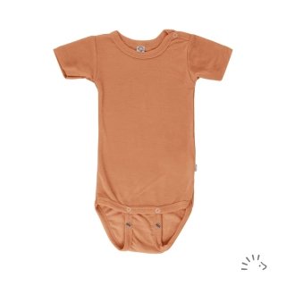 Merino/hedvábí body IoBio, kr. rukáv - Cinnamon