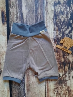 Letní MERINO capri kraťasy Lambio - Oříšek/šedý lem