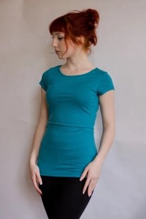 Dámské letní MERINO kojící tričko ZM Basic, KR - Petrol